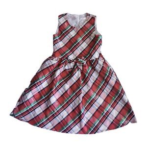 Nannette Holiday Plaid Lightweight Sleeveless Dress sz 8 Girls Button Up Back